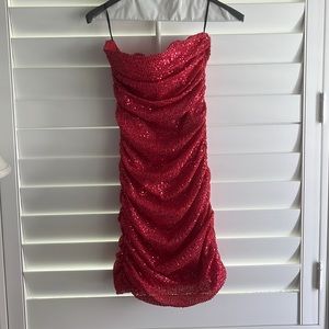 Forever 21 hot pink sequins dress worn once size small